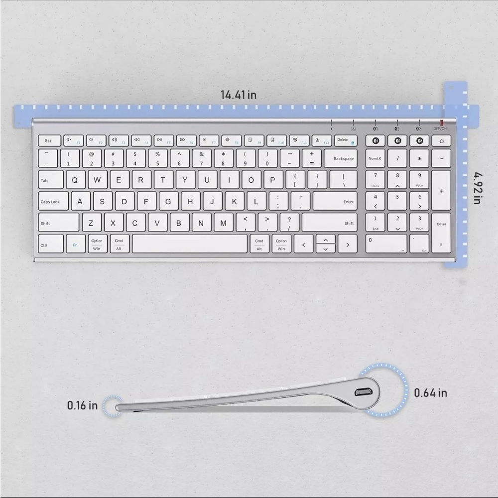 iCleverMulti device IC-GK03 Bluetooth wireless keyboard. White/Silver - Picture 2 of 16